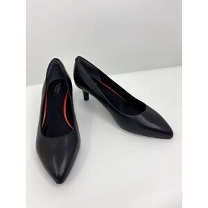 Rockport Total Motion 75mm Pointy Toe Pump 2.5" Heel Leather Black Size 9.5